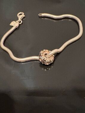 Michael Anthony 925 Silver Italy Snake Chain Charm Bracelet with Charm